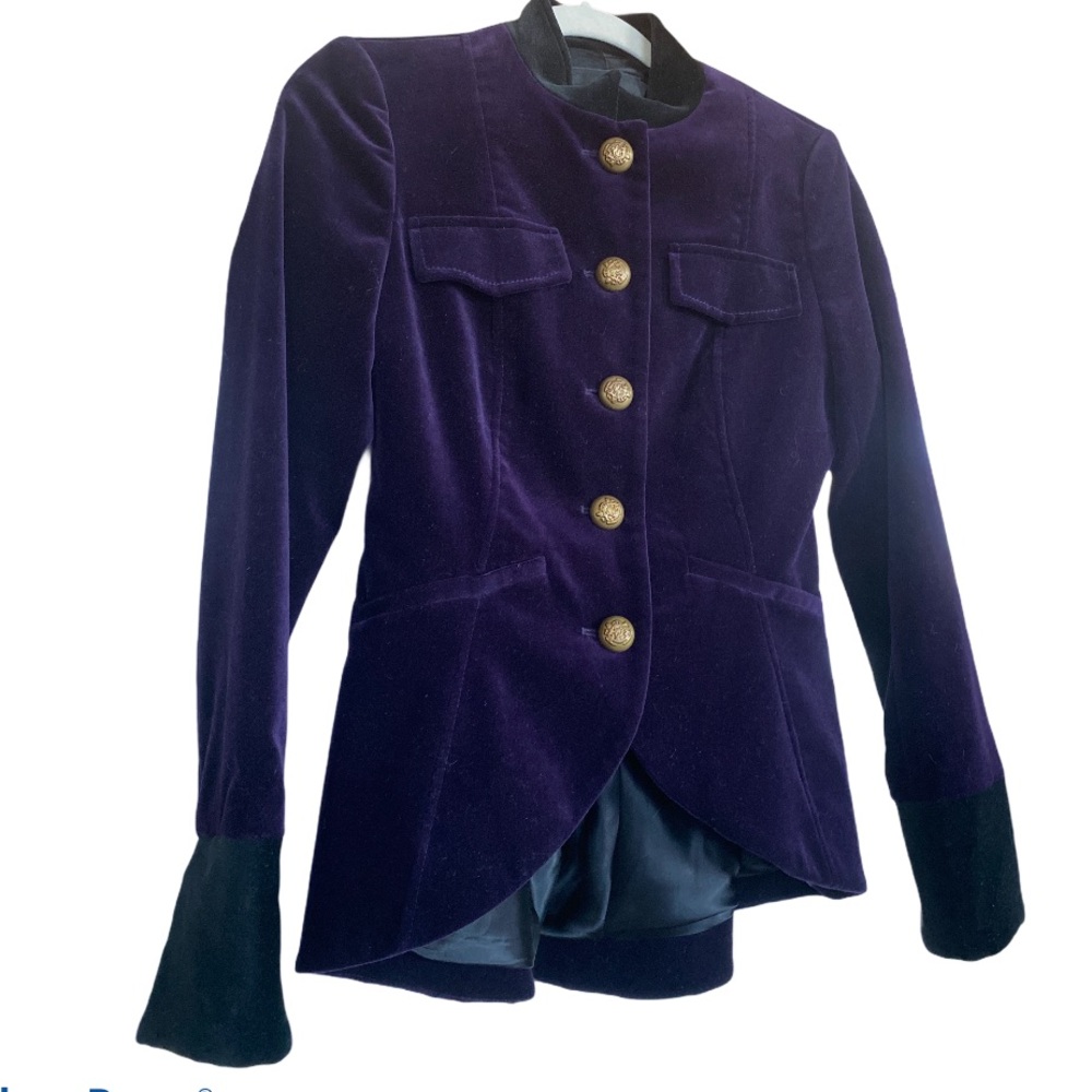Purple Velvet Military-Style Jacket